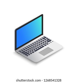 Isometric laptop. Notebook isometry icon. Template design for advertising, business or education presentation, web or mobile app. Vector illustration