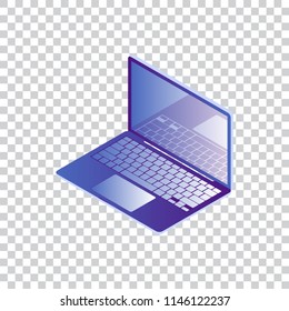Isometric Laptop on transparent background. Flat vector illustration EPS10.