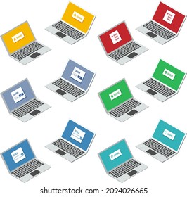 Isometric laptop PC ilustración vectorial. variación de color y pantalla.