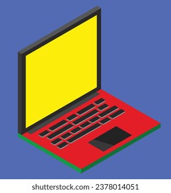 isometric laptop test design illustration
