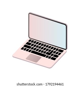 Isometrische Laptop-Vektorgrafik einzeln auf weißem Hintergrund.