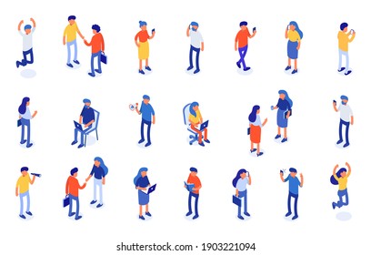 Isometric a large set of people. Vector illustration.