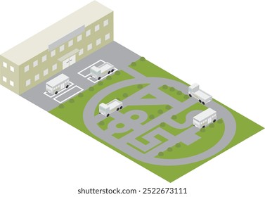 Isometric large vehicle license driving school image material