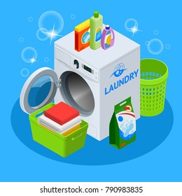 Isometric laundry service illustration