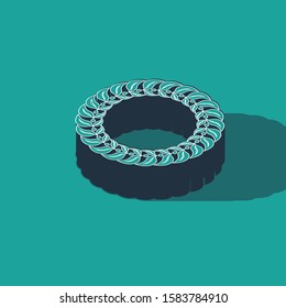 Isometric Laurel wreath icon isolated on green background. Triumph symbol.  Vector Illustration