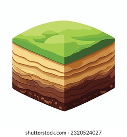 Isometric lava ground layers isolated on white background. Vector cartoon illustration.