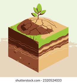 Isometric lava ground layers isolated on white background. Vector cartoon illustration.