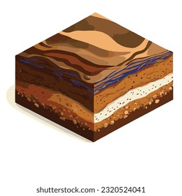 Isometric lava ground layers isolated on white background. Vector cartoon illustration.