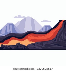 Isometric lava ground layers isolated on white background. Vector cartoon illustration