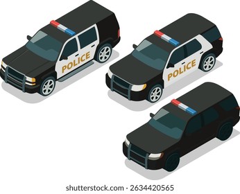 Isometric law enforcement patrol vehicle
