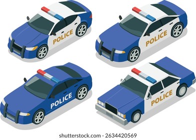 Isometric law enforcement vehicle blue colored