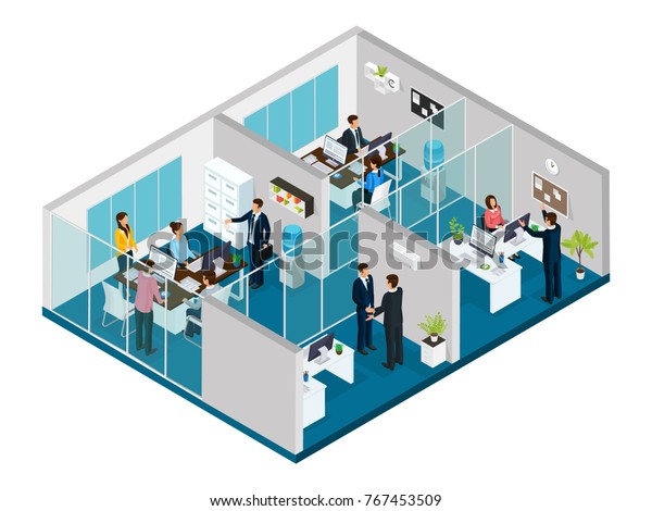 Isometric Law Firm Concept Interior Elements Business