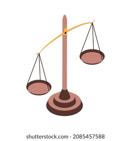 Isometric lawyer composition with isolated image of classic weighs vector illustration