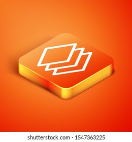 Isometric Layers icon isolated on orange background.  Vector Illustration
