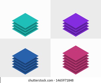 Isometric layers and steps infographic chart . Vector steps chart .