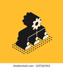 Isometric Lead management icon isolated on yellow background.  Vector Illustration