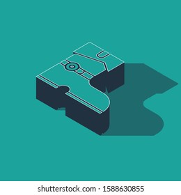 Isometric Leather pirate boots icon isolated on green background.  Vector Illustration
