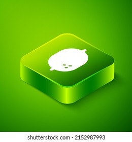 Icono de limón isométrico aislado en fondo verde. Botón cuadrado verde. Vector