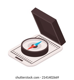 Isometric lensatic compass on white background 3d icon vector illustration