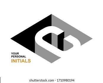 Isometric letter C.  Template for creating logos, emblems, monograms. Black and white . 3D art symbol. Vector