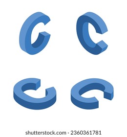 Letra isométrica C. Template para crear logotipos. 