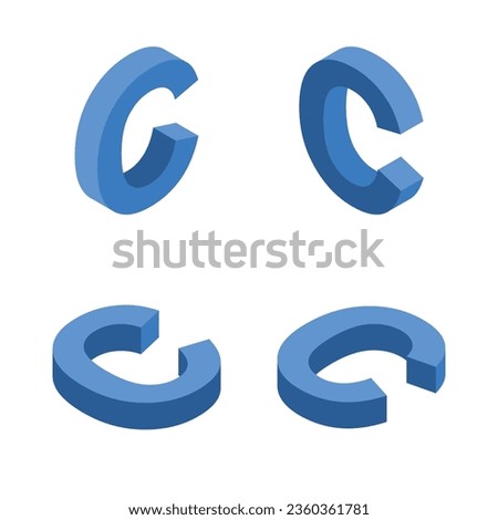 Isometric letter C. Template for creating logos. 