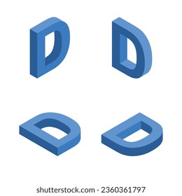 Isometric letter D. Template for creating logos. 