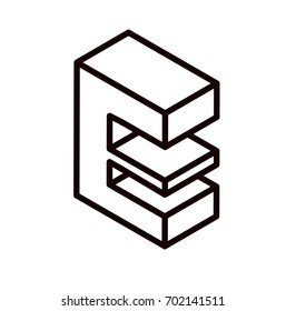 isometric letter e