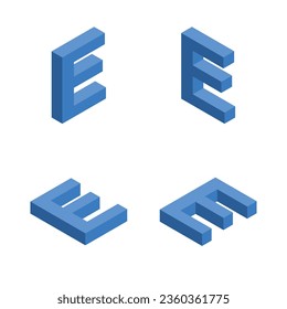 Isometric letter E. Template for creating logos.