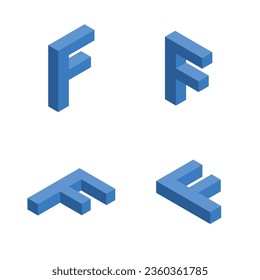 Isometric letter F. Template for creating logos.