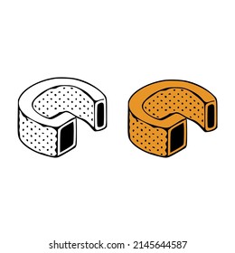 Isometric letter g doodle vector illustration on white background. Letters clip art.