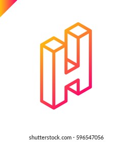 Isometric letter H logo. Abstract and simple vector logotype