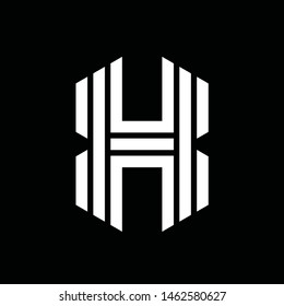 Isometric letter H logo perspective hipster monogram, simple linear typography black and white emblem