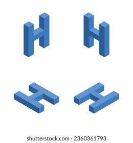 Isometric letter H. Template for creating logos.