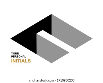 Letra isométrica I.  Plantilla para la creación de logotipos, emblemas, monogramas. Blanco y negro. Símbolo de arte 3D. Vector