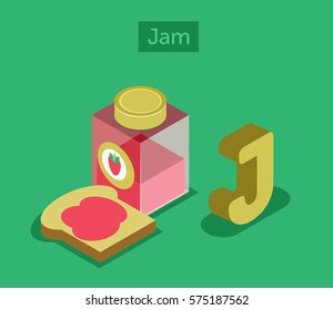 Isometric letter J for Jam