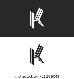 Monograma del logotipo K letra isométrica, iniciales emblema de la cresta de la crema KKK, símbolo de identidad 3D moderno y creativo