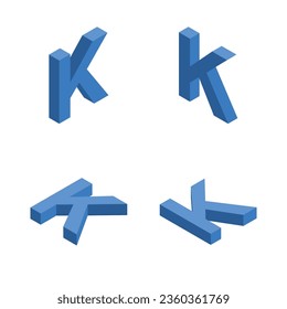 Isometric letter K. Template for creating logos.