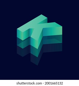 Isometric letter K. Vector illustration with 3D letter K