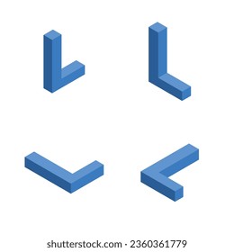 Isometric letter L. Template for creating logos.