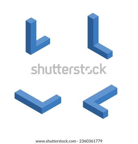 Isometric letter L. Template for creating logos.