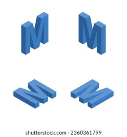 Isometric letter M. Template for creating logos.