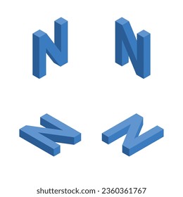 Isometric letter N. Template for creating logos.