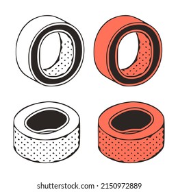 Letra isométrica o ilustración vectorial de doodle sobre fondo blanco. Cartas estilizadas con imágenes prediseñadas.