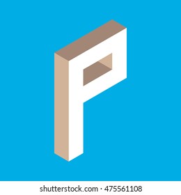 isometric letter p.
