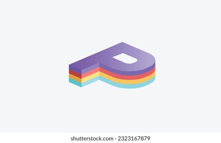 Isometric Letter P Logo Design Initials