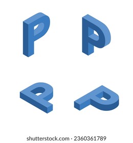 Isometric letter P. Template for creating logos.