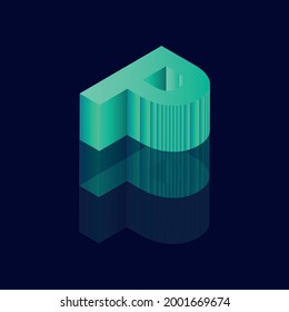Isometric letter P. Vector illustration with 3D letter P