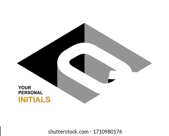 Isometric letter Q.  Template for creating logos, emblems, monograms. Black and white . 3D art symbol. Vector