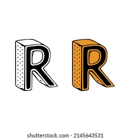 Isometric letter o doodle vector ilustración sobre fondo blanco. Cartas recortando el arte.